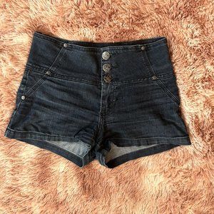 Retro 3-Button Denim Sailor Shorts